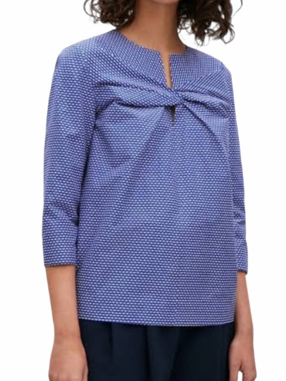 Cos Blue Knot Front Poplin Blouse